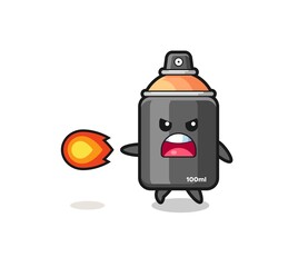 cute spray paint mascot is shooting fire power