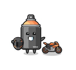 cute spray paint cartoon as a motorcycle racer