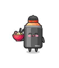 spray paint as Chinese chef mascot holding a noodle bowl
