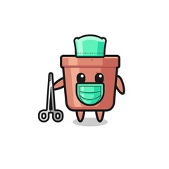 surgeon flowerpot mascot character