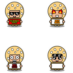 vector cute cartoon character mascot costume sesameball food set summer sale bundle collection