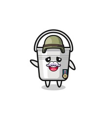 cute metal bucket as veteran cartoon