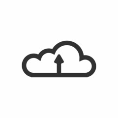 outline icon download with clouds on white background