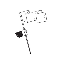 hand drawn doodle hand holding flag illustration