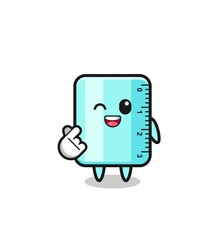 ruler character doing Korean finger heart