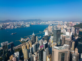 Fototapeta premium Aerial view of Hong Kong city