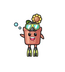 the sunflower pot diver cartoon character