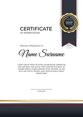 Modern flat red black gold certificate design Template