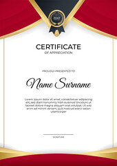Modern gradient red black gold certificate design Template