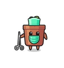 surgeon plant pot mascot character