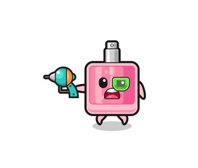 cute perfume holding a future gun