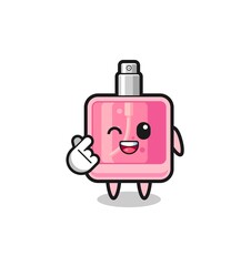 perfume character doing Korean finger heart