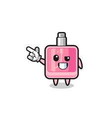 perfume mascot pointing top left