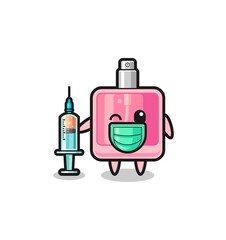 perfume mascot as vaccinator