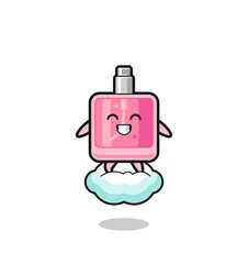 cute perfume illustration riding a floating cloud