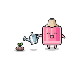 cute perfume is watering plant seeds