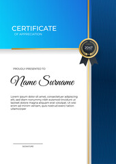 Professional blue gold certificate design Template