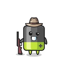 battery hunter mascot holding a gun