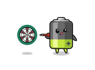 cute battery is playing dart