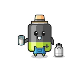 battery cartoon as the dairy farmer