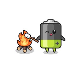 battery character is burning marshmallow