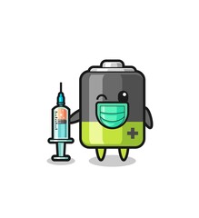 battery mascot as vaccinator