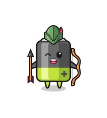 battery cartoon as medieval archer mascot