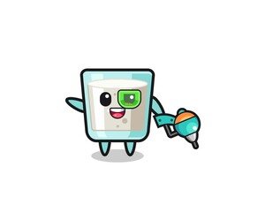 milk cartoon as future warrior mascot