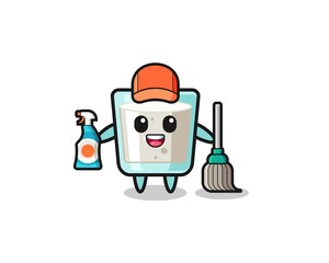 cute milk character as cleaning services mascot