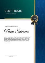 Professional blue green gold certificate design Template