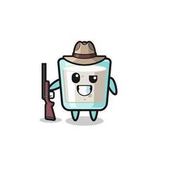 milk hunter mascot holding a gun