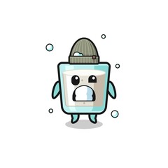 cute cartoon milk with shivering expression