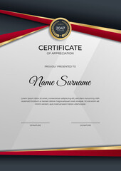 Professional red black gold certificate design Template