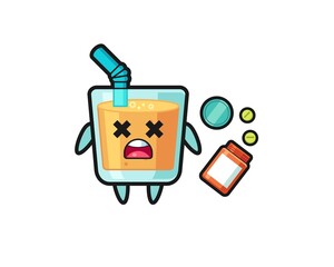 illustration of overdose orange juice character