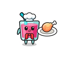 strawberry juice fried chicken chef cartoon character