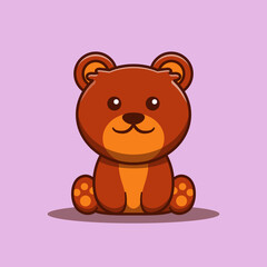 cute bear cartoon character. Animal vector illustration. Suitable for stickers, logos, icons and more.