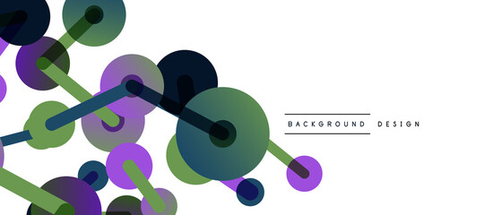 Line points connections geometric abstract background. Circles connected by lines. Trendy techno business template for wallpaper, banner, background or landing