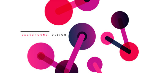 Line points connections geometric abstract background. Circles connected by lines. Trendy techno business template for wallpaper, banner, background or landing