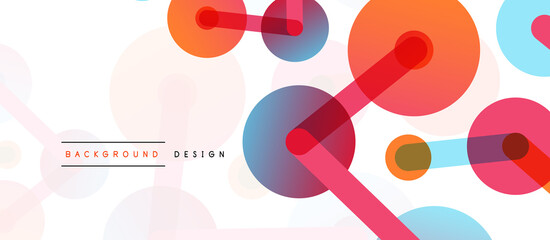 Line points connections geometric abstract background. Circles connected by lines. Trendy techno business template for wallpaper, banner, background or landing