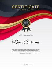 Modern gradient red black gold certificate design Template