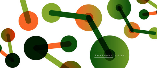 Abstract background. Round dots connected by lines. Trendy techno business template for wallpaper, banner, background or landing