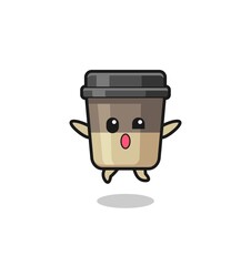 coffee cup character is jumping gesture