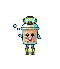 the bubble tea diver cartoon character