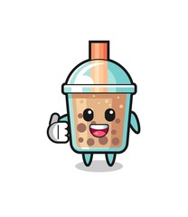 bubble tea mascot doing thumbs up gesture