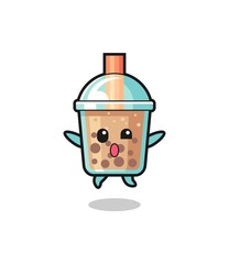 bubble tea character is jumping gesture