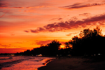 beautiful orange sunset over the sea.
