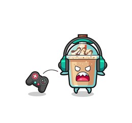 milkshake gamer mascot is angry