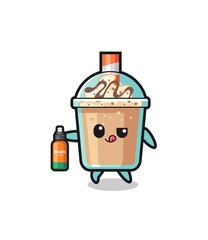 cute milkshake holding mosquito repellent