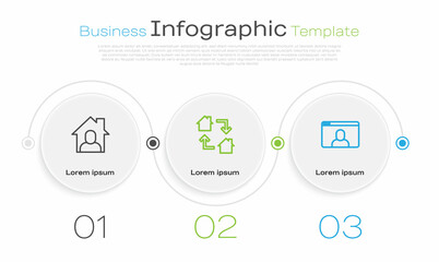 Set line Online working, and Video chat conference. Business infographic template. Vector