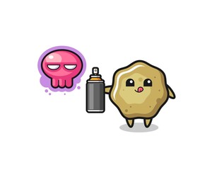 loose stools cartoon make a graffiti with a spray paint